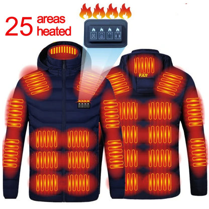 Men 25 Areas Heated Jacket Self Heated Jacket Men Women USB Heated Clothing Electric Heating Jackets Heated down Coat
