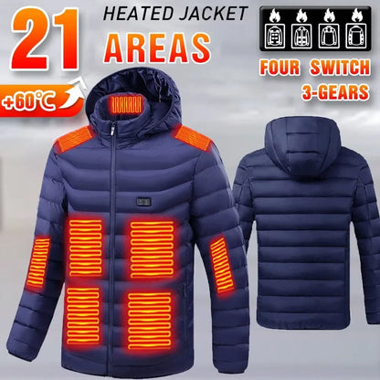 Men 25 Areas Heated Jacket Self Heated Jacket Men Women USB Heated Clothing Electric Heating Jackets Heated down Coat
